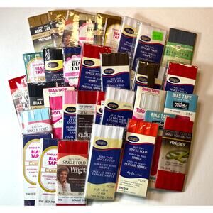 Lot of 28 Single Fold Bias Tape & 5 Ex-Wide Double Fold Bias Tape vn